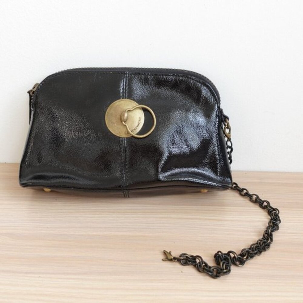 Black Leather Clutch Purse CYNTHIA VINCENT Old Money Loud Minimalist